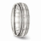 Ridged Edge Wedding Band in Stainless Steel, 7mm