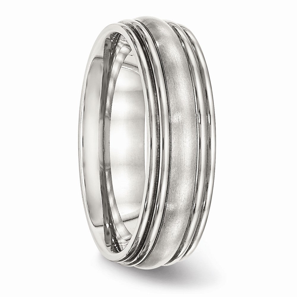 Ridged Edge Wedding Band in Stainless Steel, 7mm
