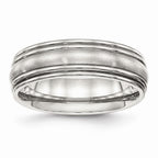 Ridged Edge Wedding Band in Stainless Steel, 7mm
