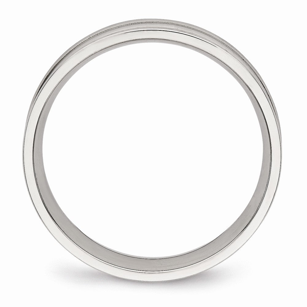 Ridged Wedding Band in Stainless Steel, 5mm