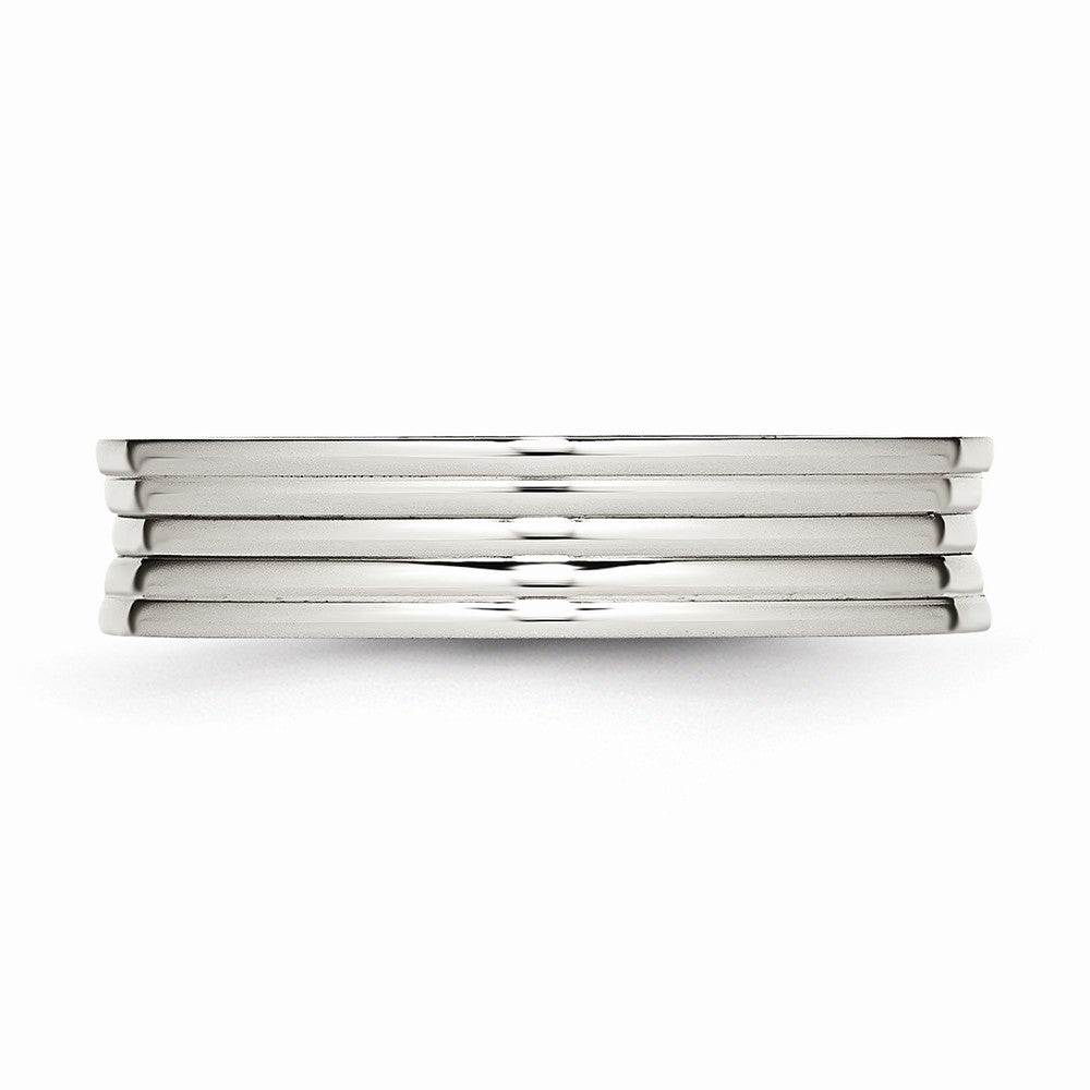 Ridged Wedding Band in Stainless Steel, 5mm