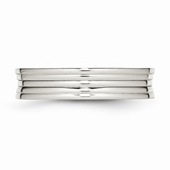 Sophia Jewelers Stainless Steel Polished 5mm Wedding Band Elegant Ridged Design - 6 - 6