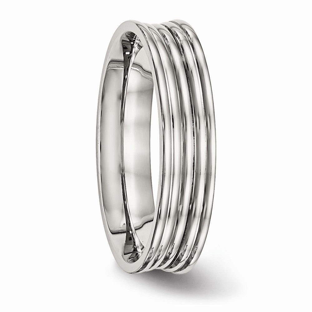 Ridged Wedding Band in Stainless Steel, 5mm