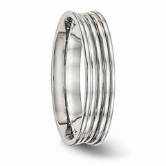 Sophia Jewelers Stainless Steel Polished 5mm Wedding Band Elegant Ridged Design - 6 - 6
