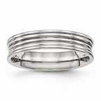 Ridged Wedding Band in Stainless Steel, 5mm