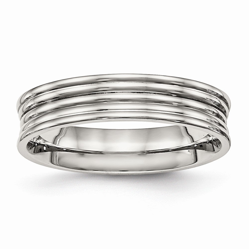 Ridged Wedding Band in Stainless Steel, 5mm