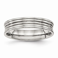 Sophia Jewelers Stainless Steel Polished 5mm Wedding Band Elegant Ridged Design - 6 - 6