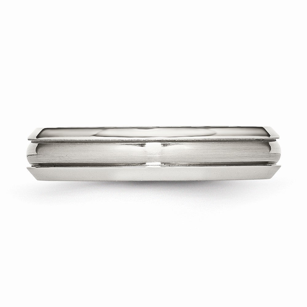 Brushed Center Wedding Band in Stainless Steel, 5mm