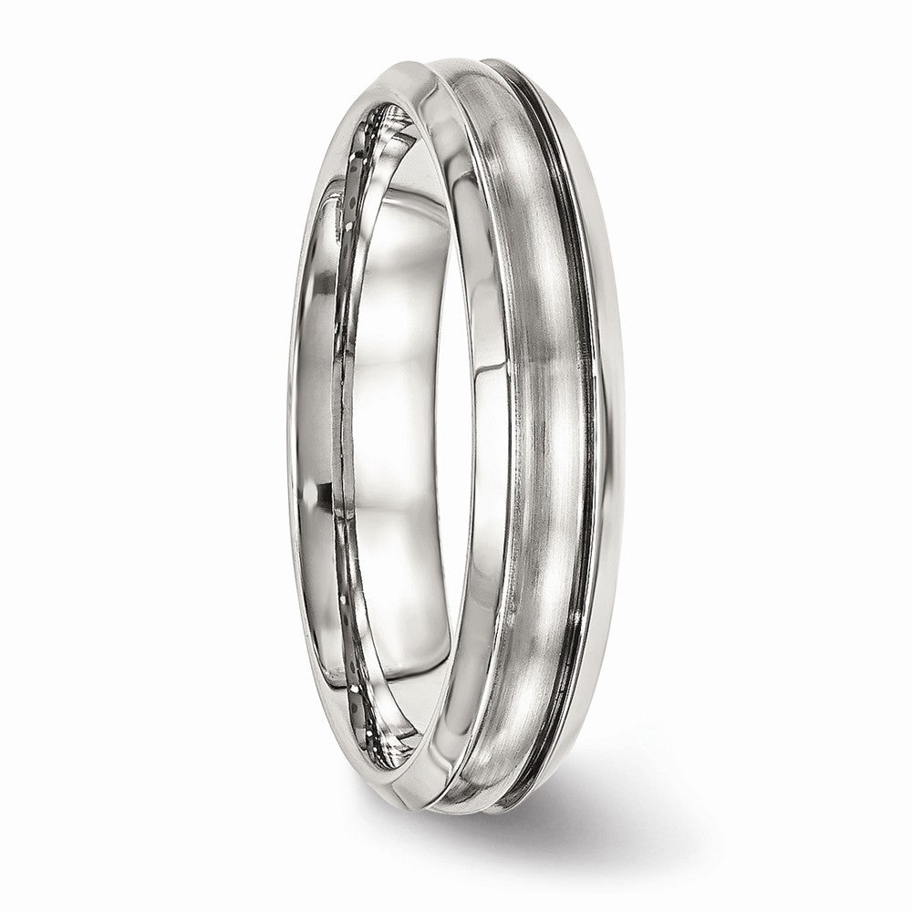 Brushed Center Wedding Band in Stainless Steel, 5mm