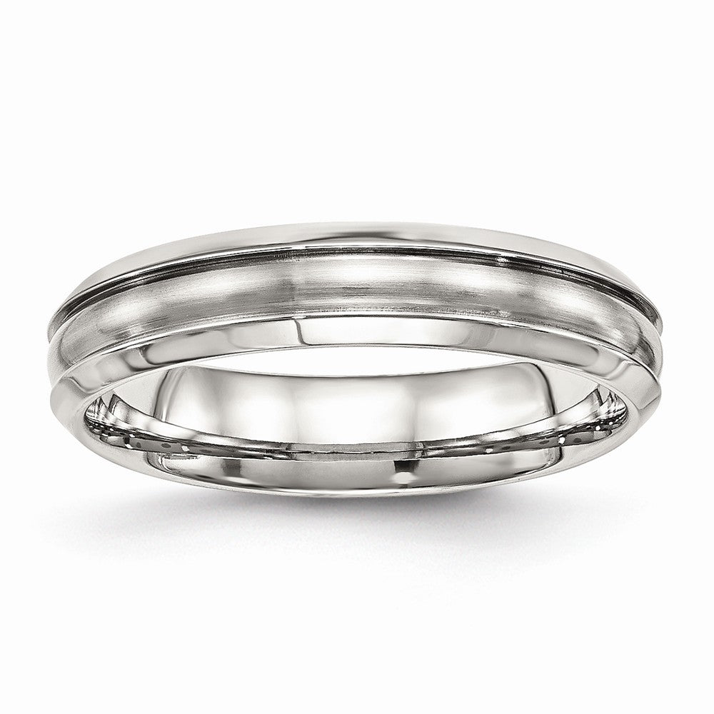 Brushed Center Wedding Band in Stainless Steel, 5mm Main image