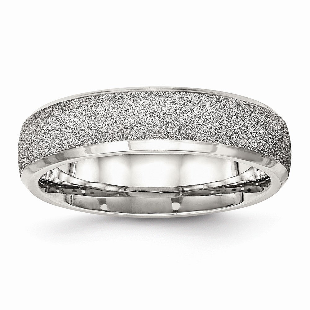 Laser-Cut Wedding Band in Stainless Steel, 6mm