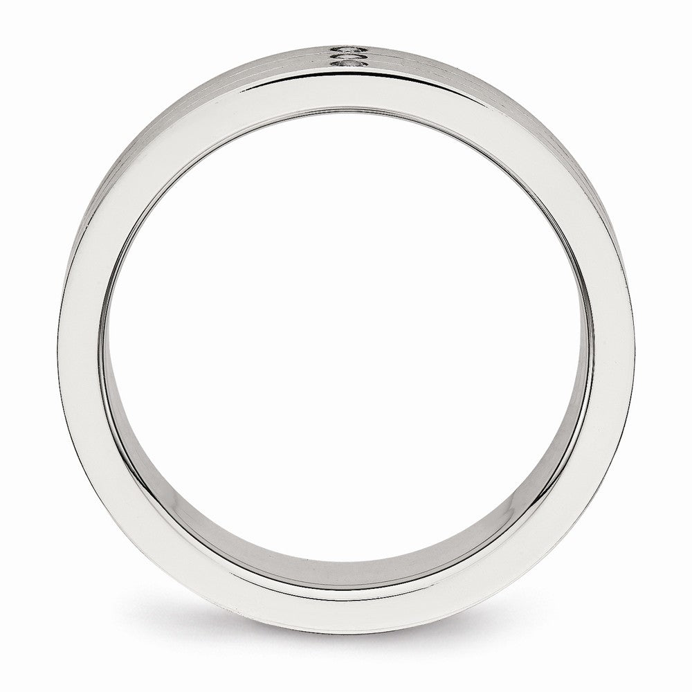 CZ Brushed Wedding Band in Stainless Steel, 6mm