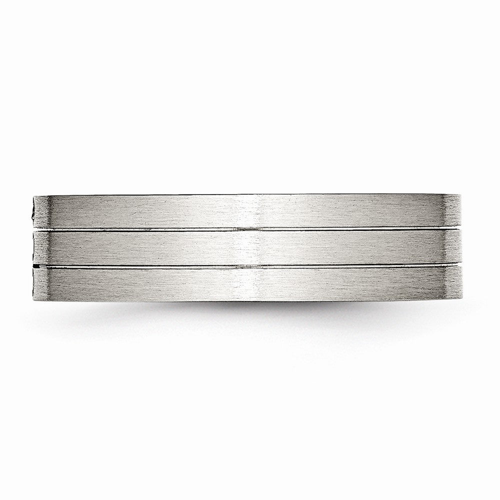 CZ Brushed Wedding Band in Stainless Steel, 6mm