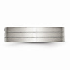 CZ Brushed Wedding Band in Stainless Steel, 6mm
