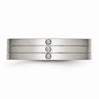 CZ Brushed Wedding Band in Stainless Steel, 6mm