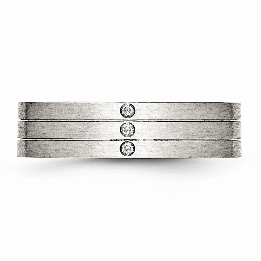 CZ Brushed Wedding Band in Stainless Steel, 6mm