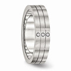 CZ Brushed Wedding Band in Stainless Steel, 6mm