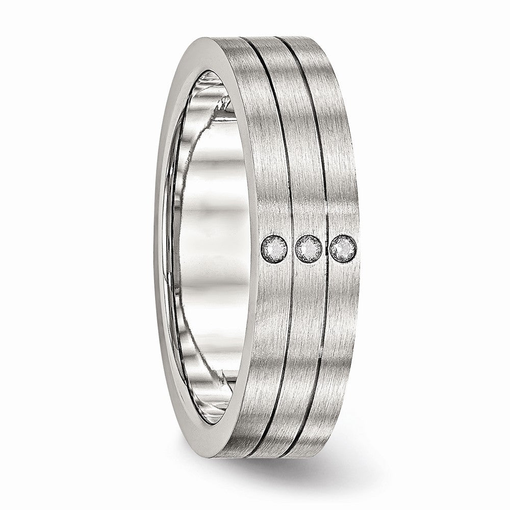 CZ Brushed Wedding Band in Stainless Steel, 6mm