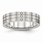 CZ Brushed Wedding Band in Stainless Steel, 6mm