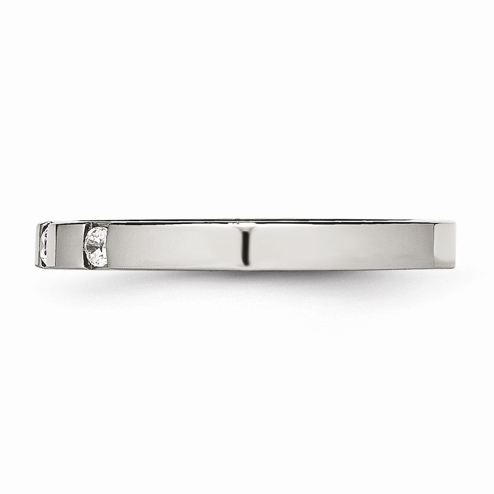 Three-Stone CZ Wedding Band in Stainless Steel, 2.5mm