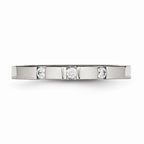 Three-Stone CZ Wedding Band in Stainless Steel, 2.5mm