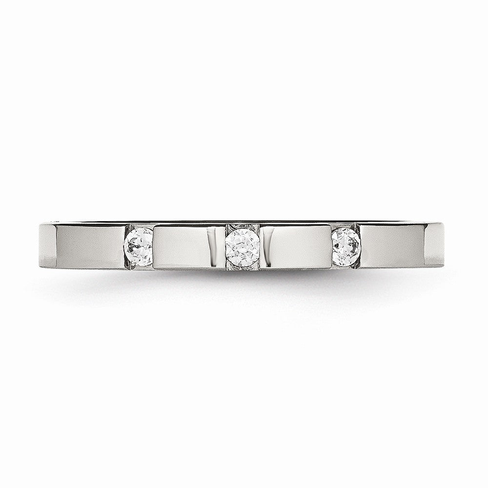 Three-Stone CZ Wedding Band in Stainless Steel, 2.5mm