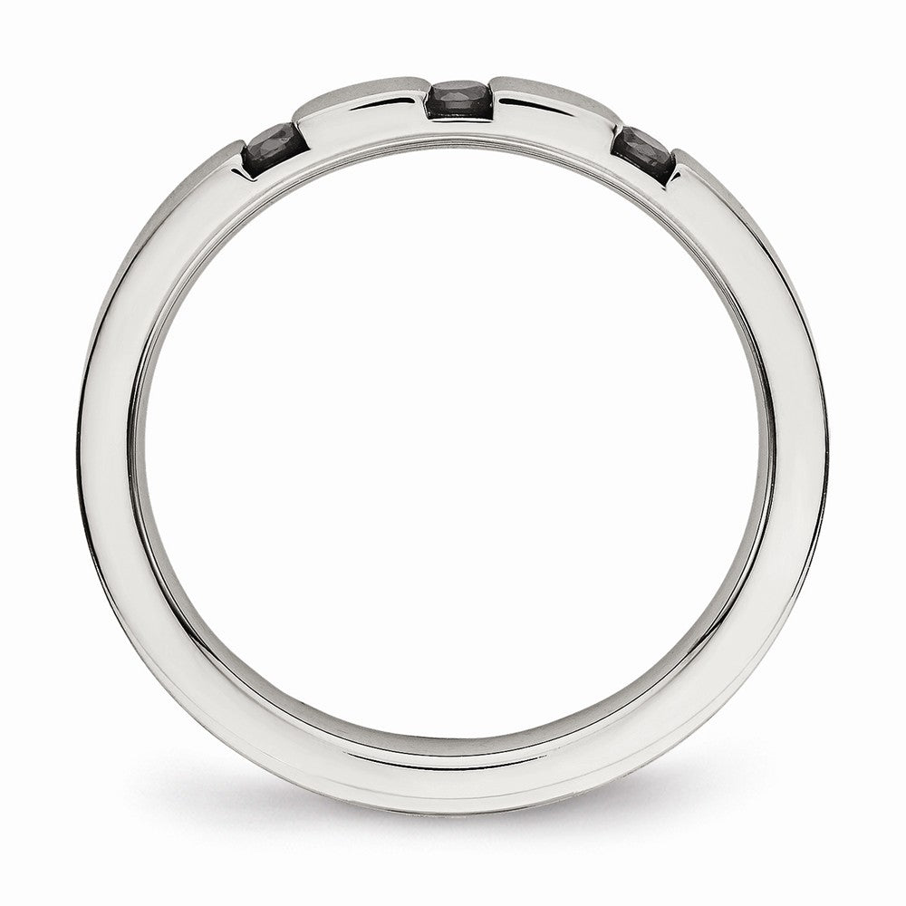 Sophia Jewelers Stainless Steel CZ Wedding Band Polished 3 Stone Design