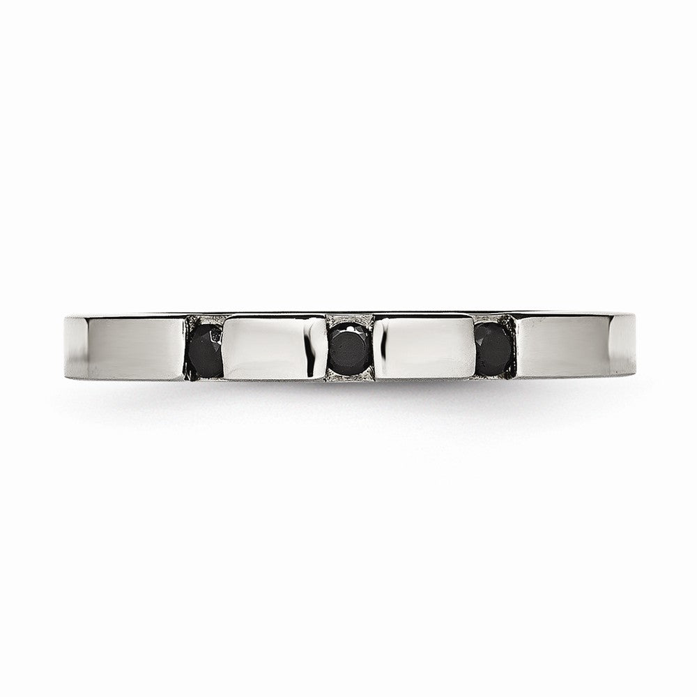 Sophia Jewelers Stainless Steel CZ Wedding Band Polished 3 Stone Design