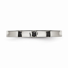 Sophia Jewelers Stainless Steel CZ Wedding Band Polished 3 Stone Design