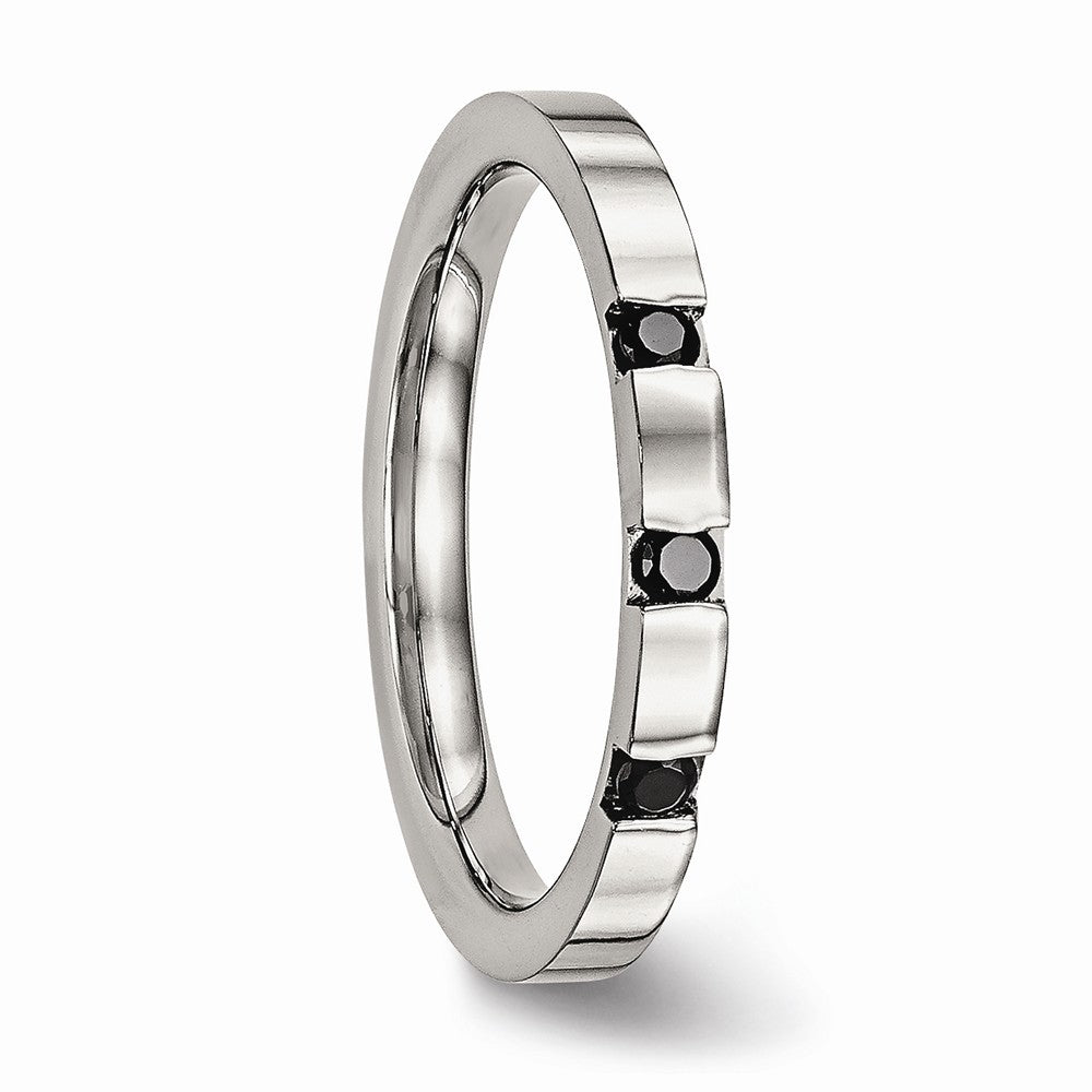 Sophia Jewelers Stainless Steel CZ Wedding Band Polished 3 Stone Design
