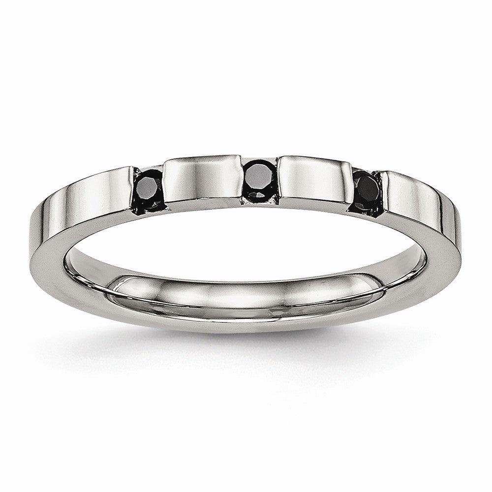 Sophia Jewelers Stainless Steel CZ Wedding Band Polished 3 Stone Design Main image