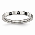 Sophia Jewelers Stainless Steel CZ Wedding Band Polished 3 Stone Design