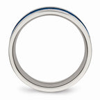 Blue IP Checkered Comfort-Fit Wedding Band in Stainless Steel, 7mm