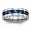 Blue IP Checkered Comfort-Fit Wedding Band in Stainless Steel, 7mm