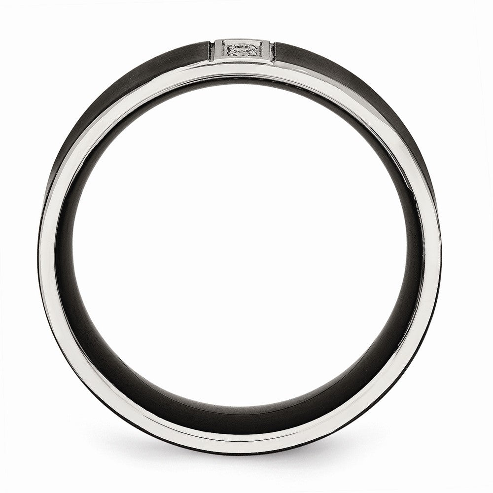Black Brushed CZ Wedding Band in Stainless Steel, 8mm Secondary image