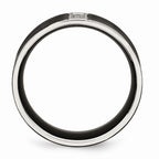 Black Brushed CZ Wedding Band in Stainless Steel, 8mm