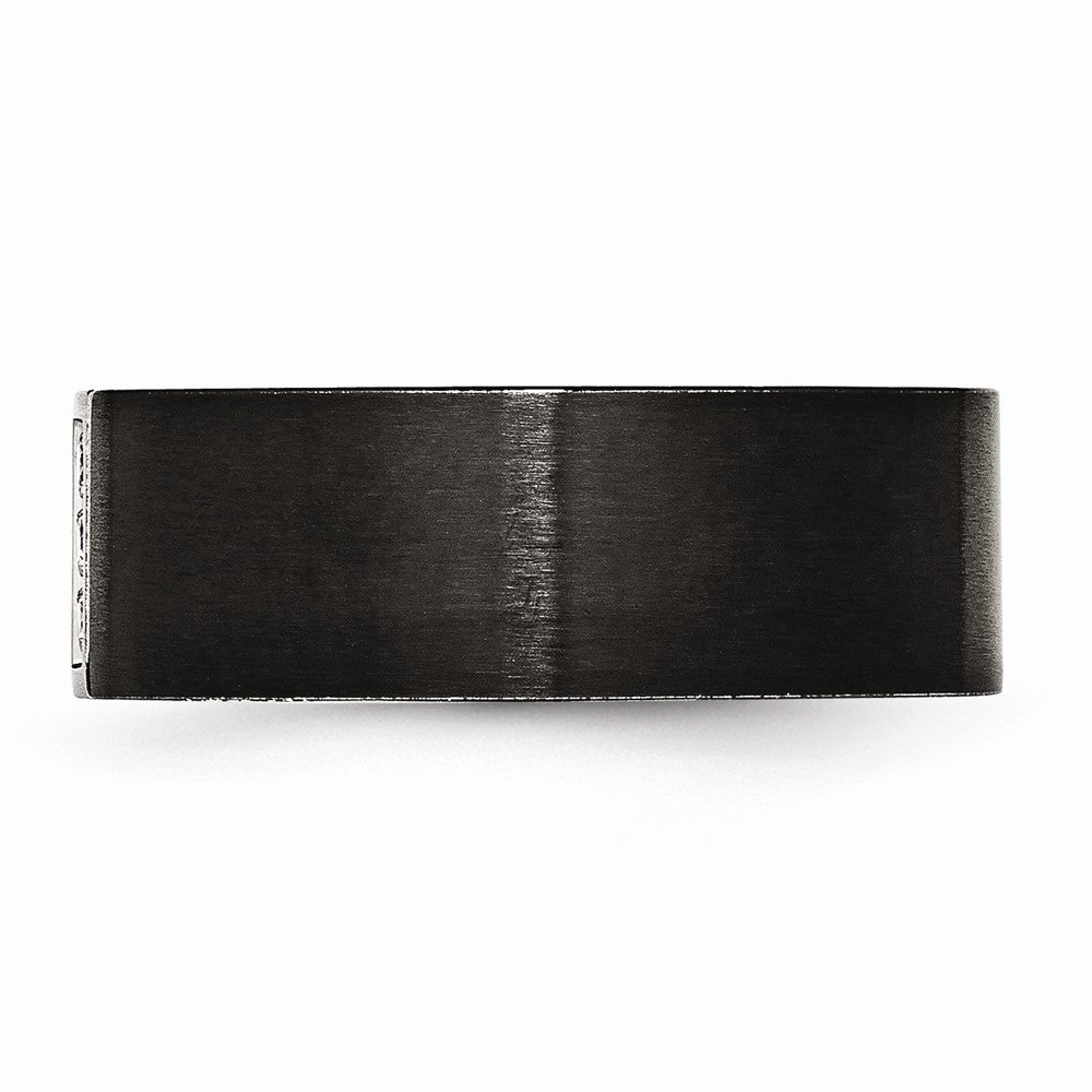 Black Brushed CZ Wedding Band in Stainless Steel, 8mm