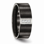 Black Brushed CZ Wedding Band in Stainless Steel, 8mm