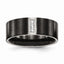 Black Brushed CZ Wedding Band in Stainless Steel, 8mm