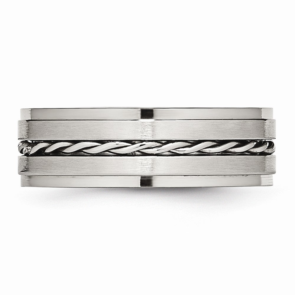 Twisted Wedding Band in Stainless Steel, 7mm