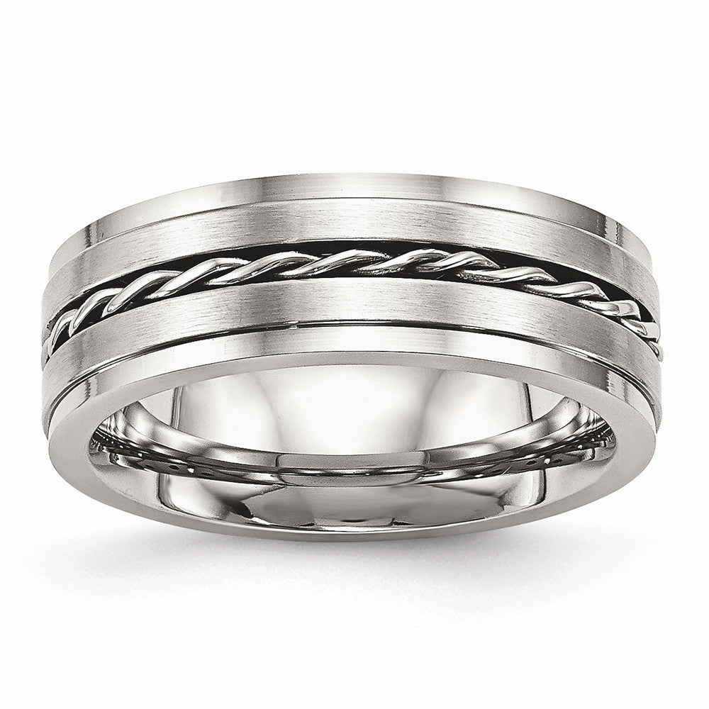 Twisted Wedding Band in Stainless Steel, 7mm