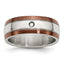 Diamond Wedding Band in Stainless Steel with Brown IP Edge, 8mm