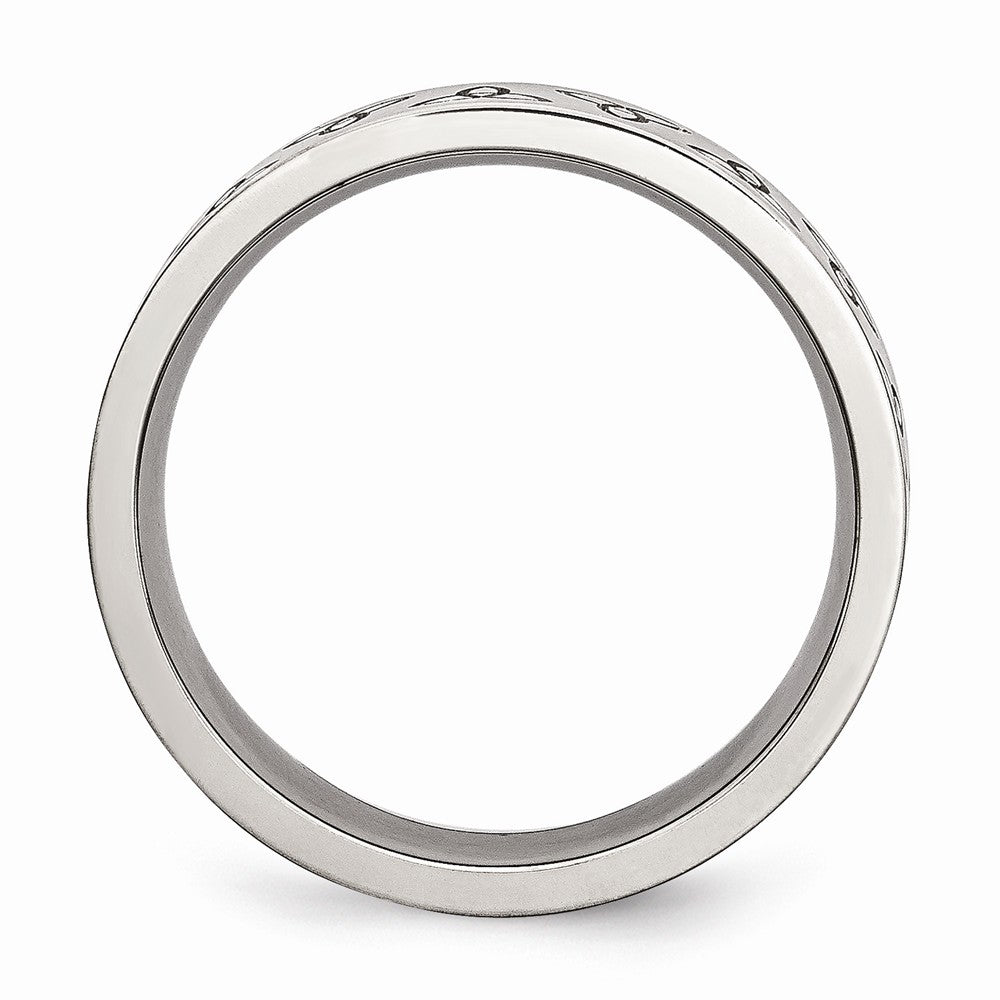 Stainless Steel Engraved Trinity Symbol Brushed 6mm Band