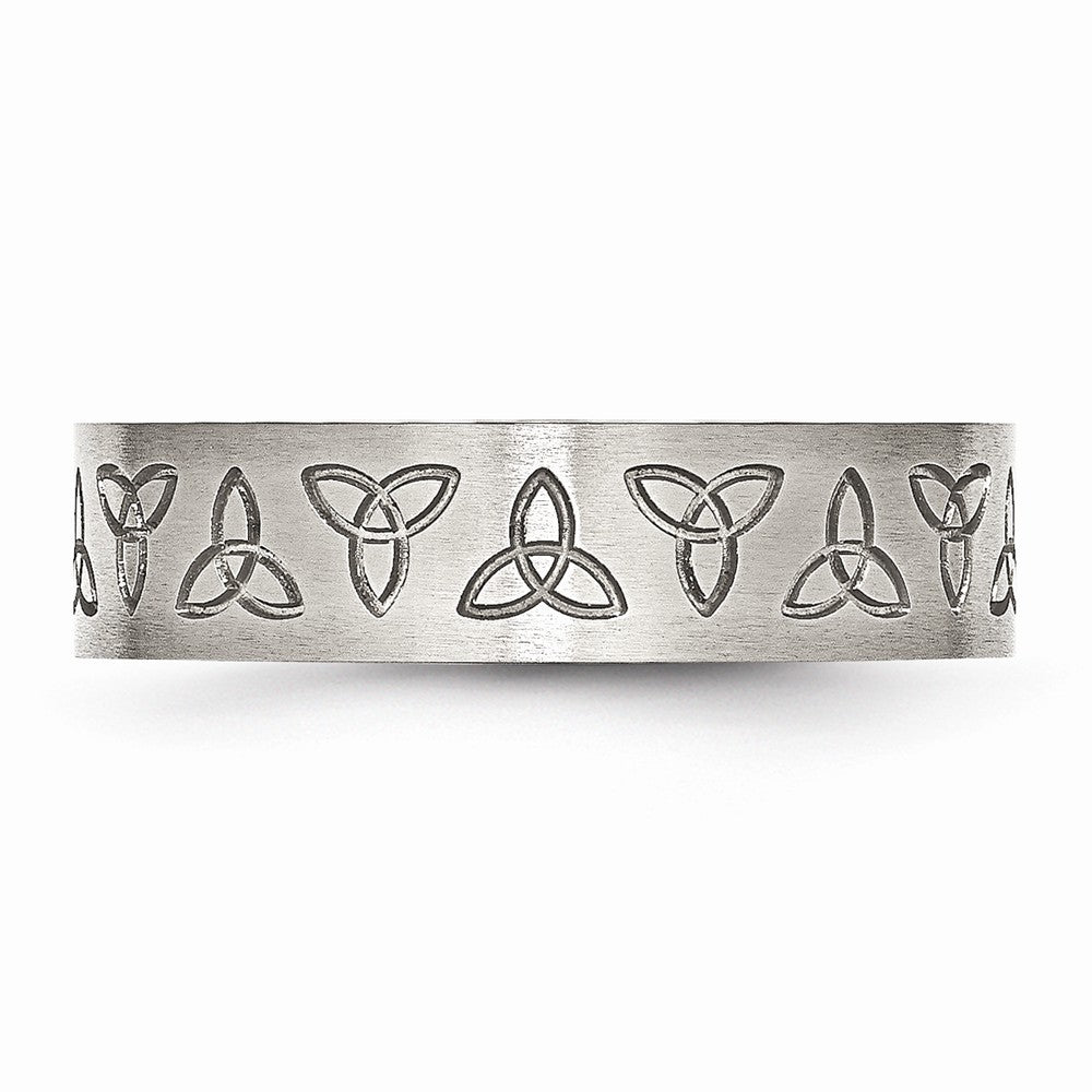 Stainless Steel Brushed Trinity Wedding Band Engravable 6mm by Sophia Jewelers