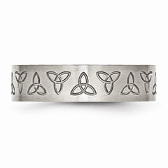Stainless Steel Brushed Trinity Wedding Band Engravable 6mm by Sophia Jewelers