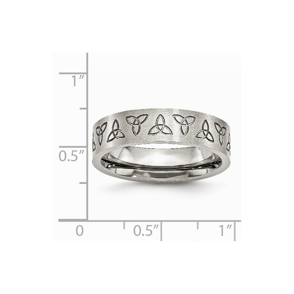 Stainless Steel Engraved Trinity Symbol Brushed 6mm Band