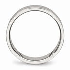 CZ Grooved Wedding Band in Stainless Steel, 6mm