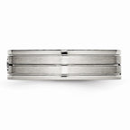 CZ Grooved Wedding Band in Stainless Steel, 6mm