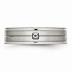 CZ Grooved Wedding Band in Stainless Steel, 6mm