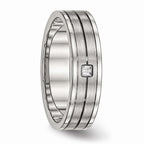 CZ Grooved Wedding Band in Stainless Steel, 6mm